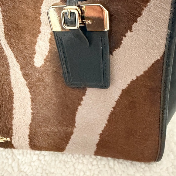 Coach Zebra Print Satchel in Brown and Black - Picture 2 of 14
